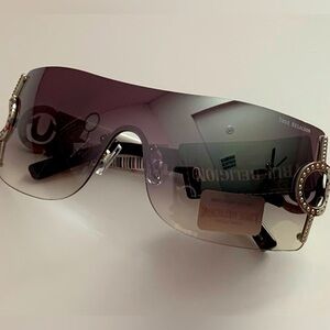 New Original TRUE RELIGION Wrap Around Sunglasses Rimless Studded